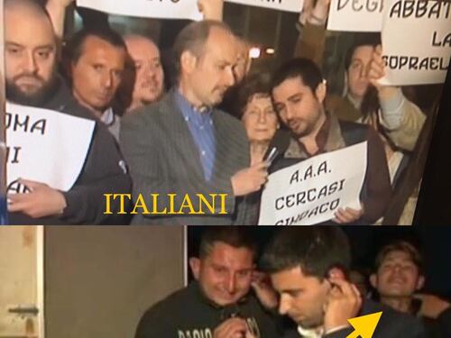 Un rom mima il taglio della gola a dei romani in diretta tv