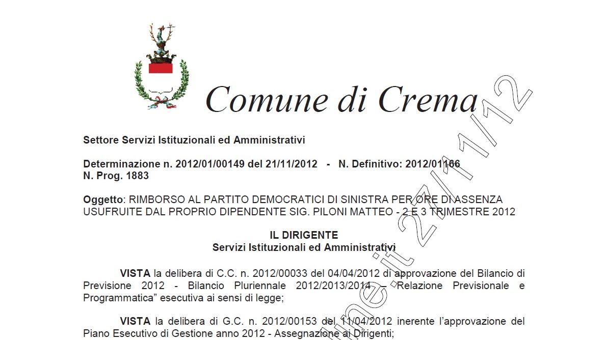Crema, il Comune paga il Pd: rimborsi per Matteo Piloni