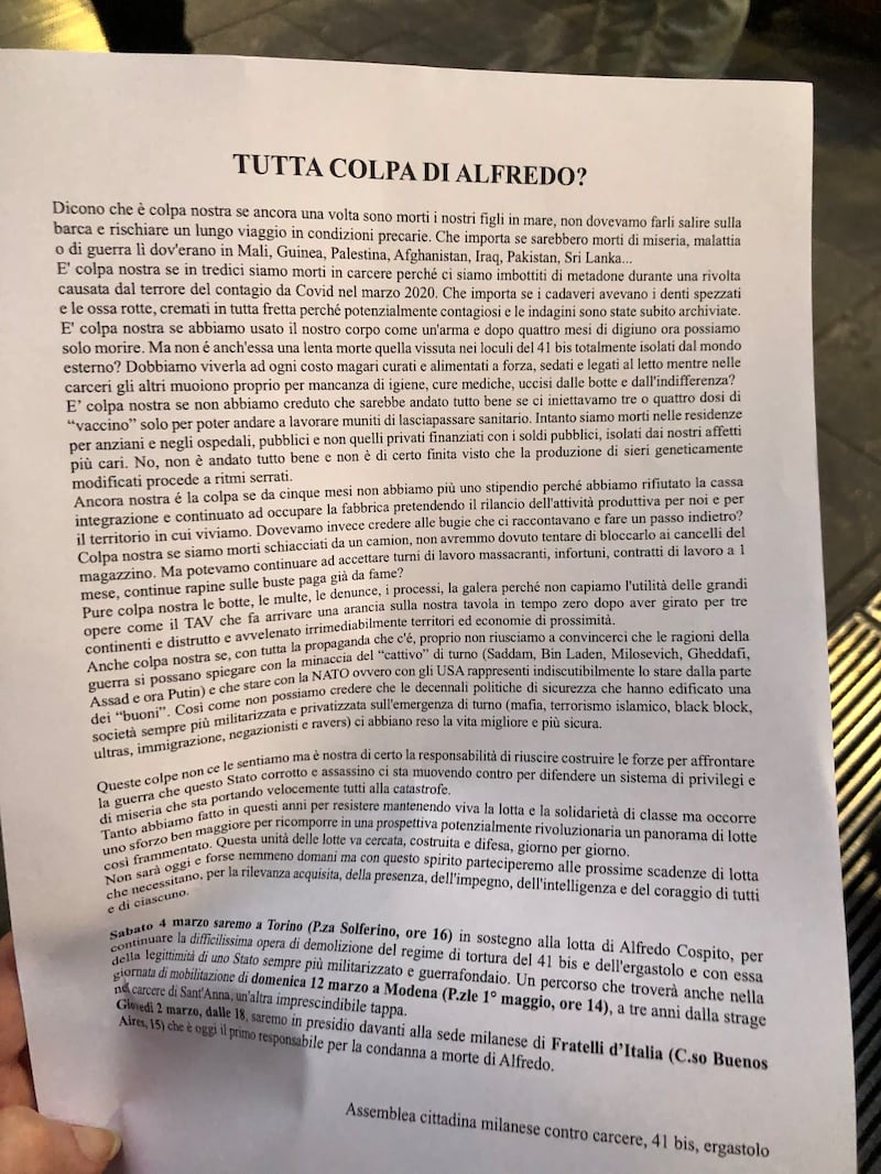 Manifesto anarchici Milano