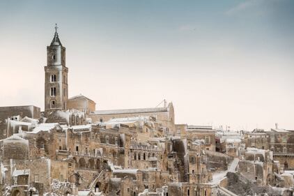 Lo spettacolo dei Sassi di Matera sotto la neve 1