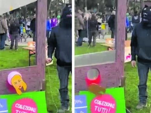 L'odio dei centri sociali. Meloni ghigliottinata alla festa di carnevale