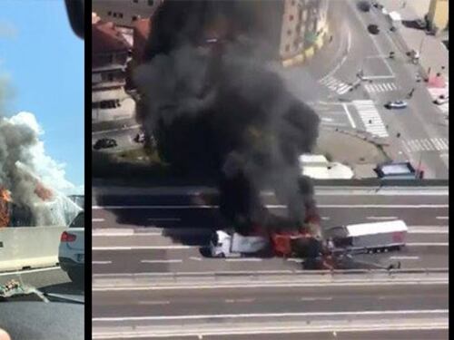 Bologna, scontro tra tir lungo l'A14: autista morto carbonizzato