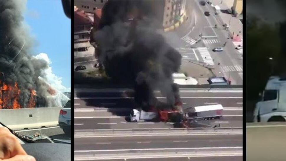 Bologna, scontro tra tir lungo l'A14: autista morto carbonizzato