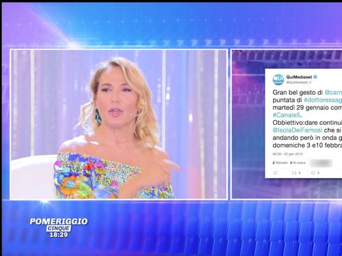 Barbara D’Urso fa un passo indietro per aiutare l’Isola dei famosi