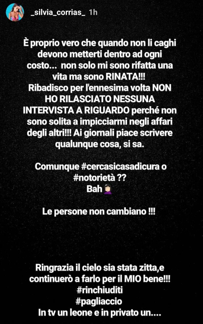 Silvia Corrias dichiarazione social