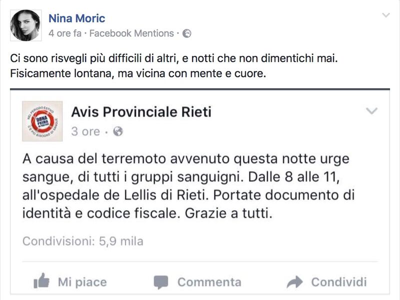 Terremoto e vip, le reazioni social 1