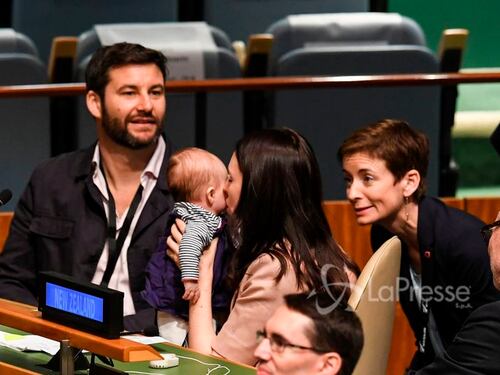 La premier neozelandese all'Onu con la "first baby"