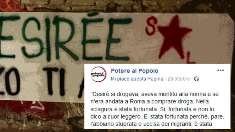 Potere al Popolo: "Desirèe è stata fortunata"