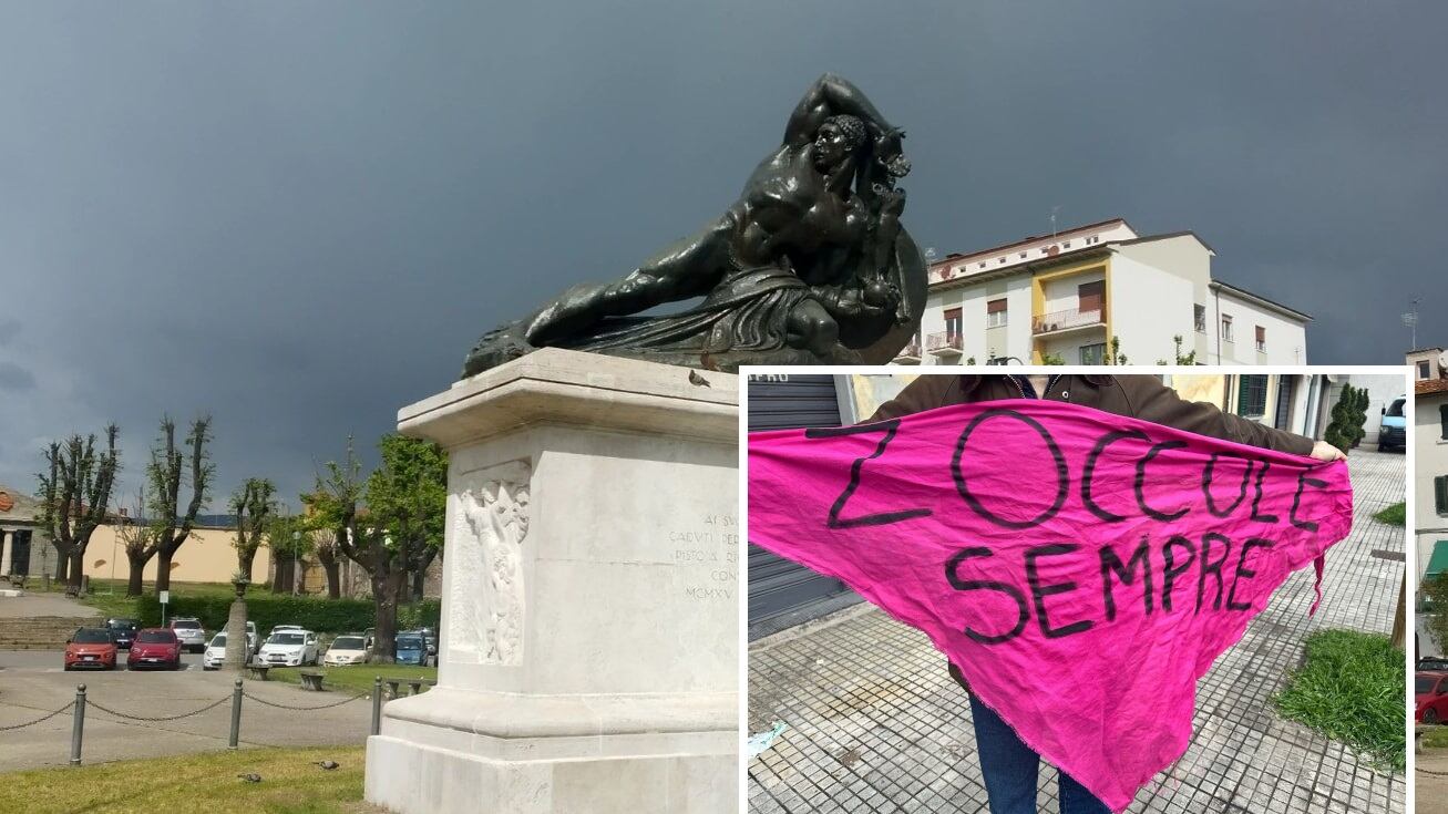 Striscione osceno al posto del Tricolore: l'oltraggio al monumento ai Caduti
