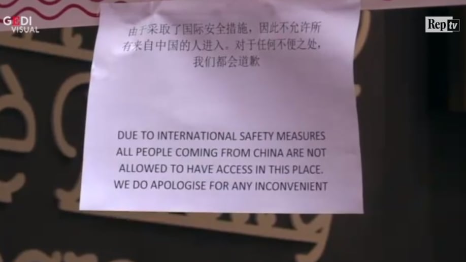 Coronavirus, il cartello choc in un bar a Roma: "Vietato l'ingresso a chi arriva dalla Cina"