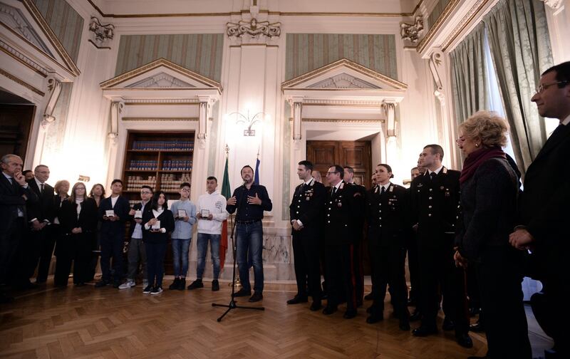 Matteo Salvini incontra Ramy, Adam, i carabinieri e i giovani eroi dell'autobus 1