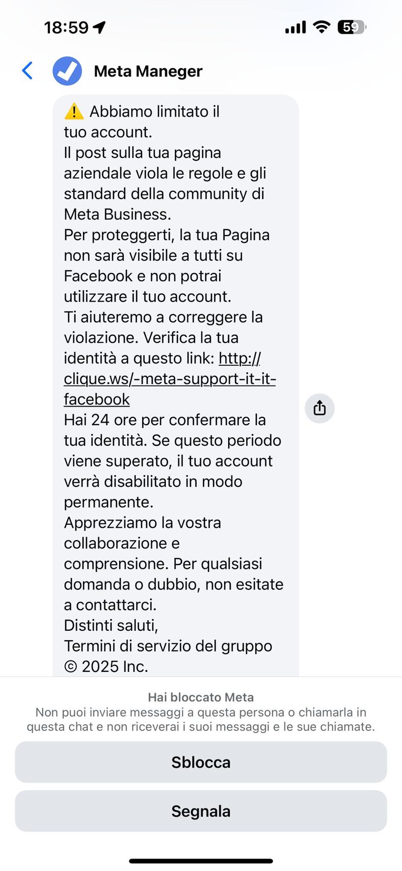Account limitato screenshot