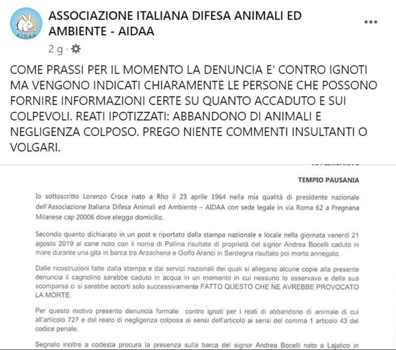 Esposto Aidaa Bocelli