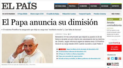 La notizia delle dimissioni del Papa sui giornali esteri 4