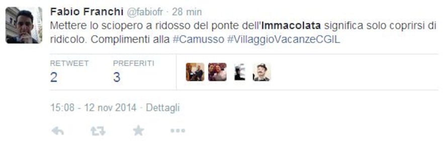 Twitter contro la Cgil: "Così allungano il ponte" 12