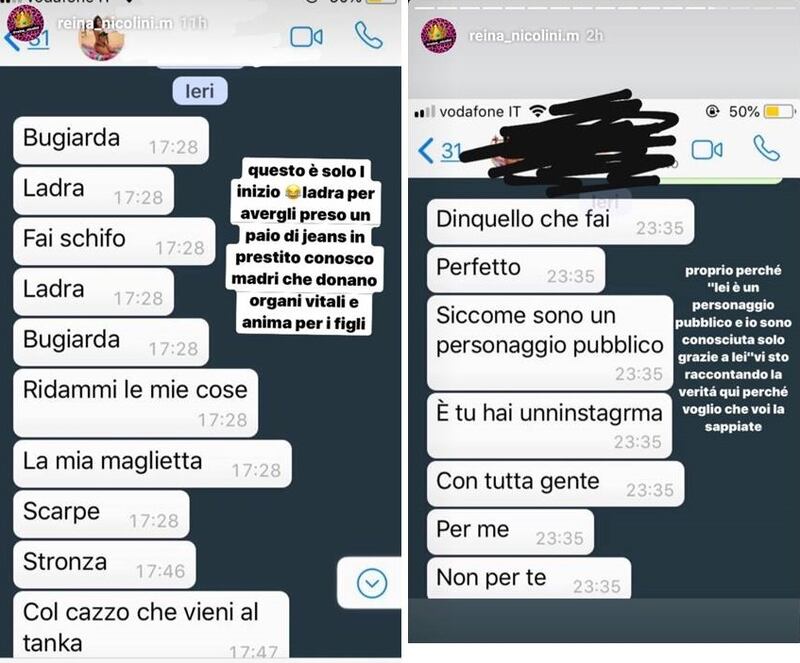 Chat tra Guendalina Tavassi e la figlia