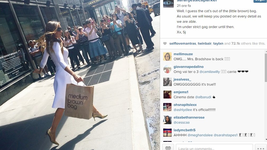 Sarah Jessica Parker misteriosa su Instagram: Sex and The City 3?