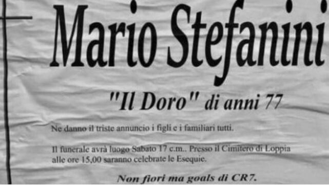 Tifoso della Juventus muore a 77 anni. L'epigrafe: "Nessun fiore ma i gol di CR7"