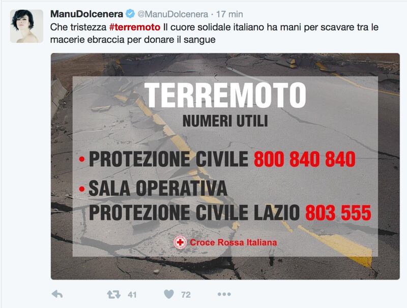 Terremoto e vip, le reazioni social 41