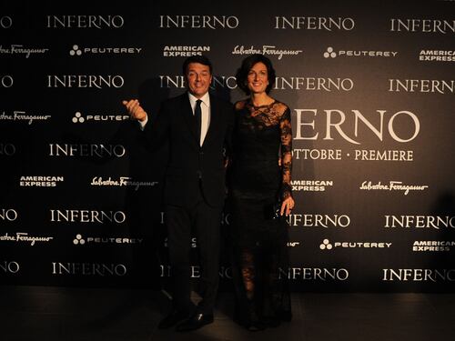 Matteo Renzi alla prima di "Inferno" di Ron Howard