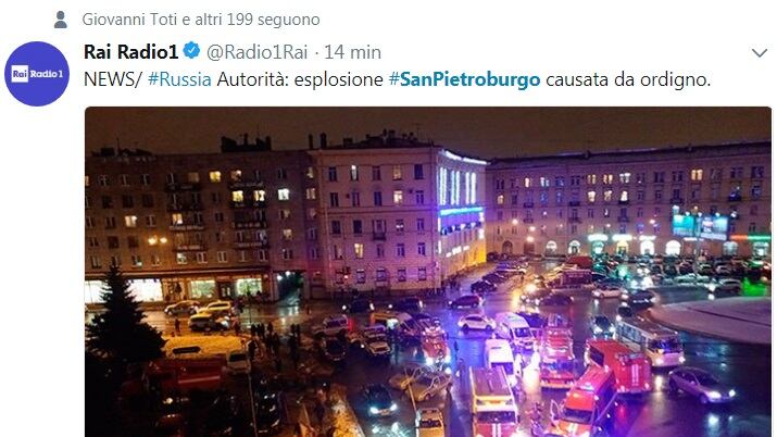 San Pietroburgo: è un russo l'attentatore