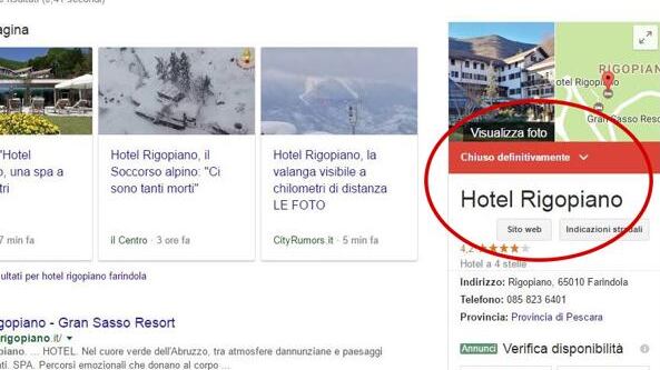 Il cinismo del web: l’hotel Rigopiano è "chiuso definitivamente"