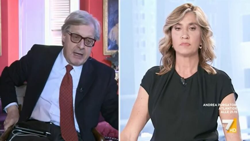 "Come hai fatto a vivere con Arcuri?", "Ti odio", Vittorio Sgarbi punzecchia Myrta Merlino