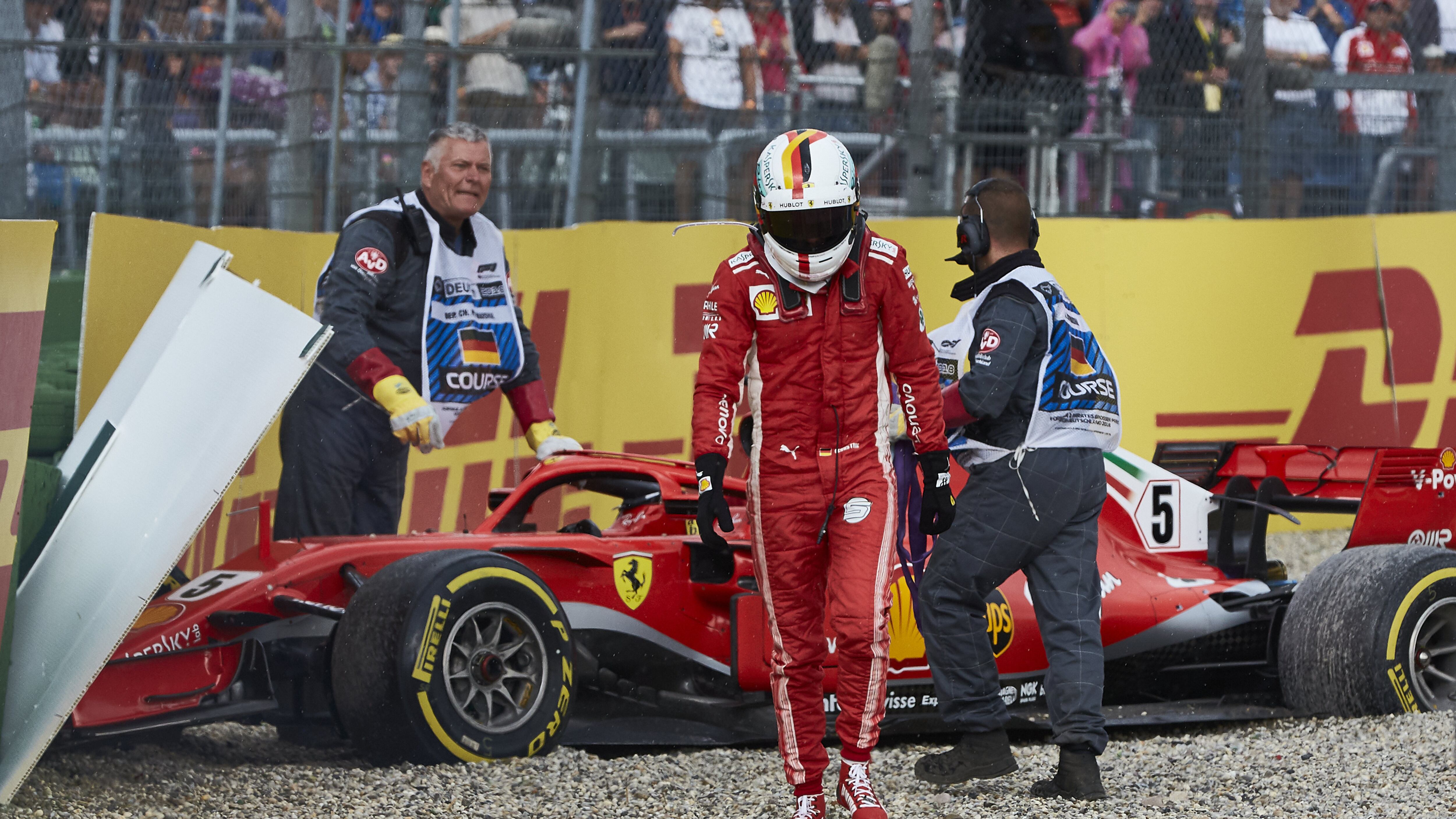 Vettel si perde nel diluvio Quarto e dietro a Kimi «Si può ancora vincere...»