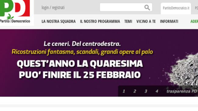 La gaffe sul sito del Pd: "Le ceneri della destra". E scoppia la polemica
