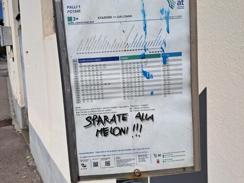 "Sparate alla Meloni". La frase-choc comparsa a Prato