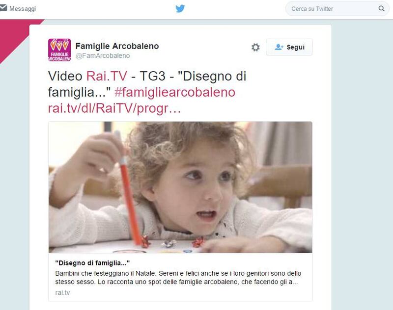Spot Famiglia arcobaleno trasmesso in Rai