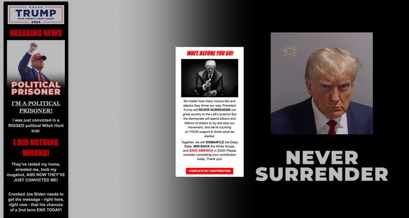 La nuova home page del sito di Donald Trump