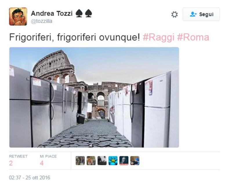 Raggi: "Troppi frigoriferi per strada". E su Twitter è subito #frigogate 4