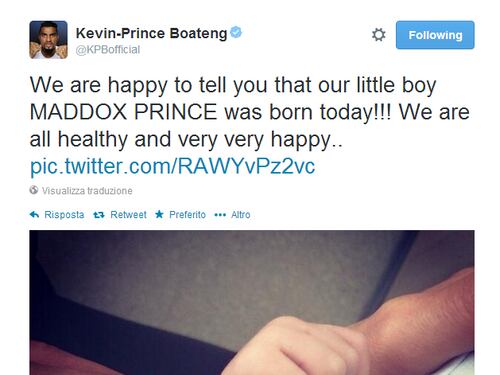 È nato Maddox Prince, figlio di Melissa Satta e Boateng