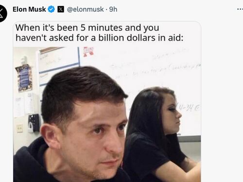 Elon Musk deride Zelensky: "Non sa stare 5 minuti senza chiedere soldi"