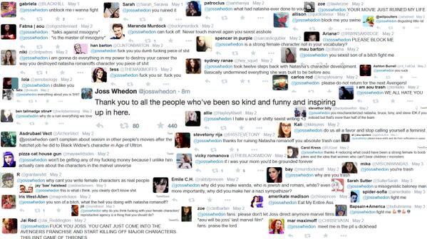 Joss Whedon cancella il profilo Twitter e nega sia per gli attacchi femministi