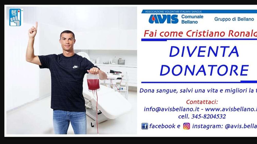 Ronaldo, niente tatuaggi per poter donare il sangue