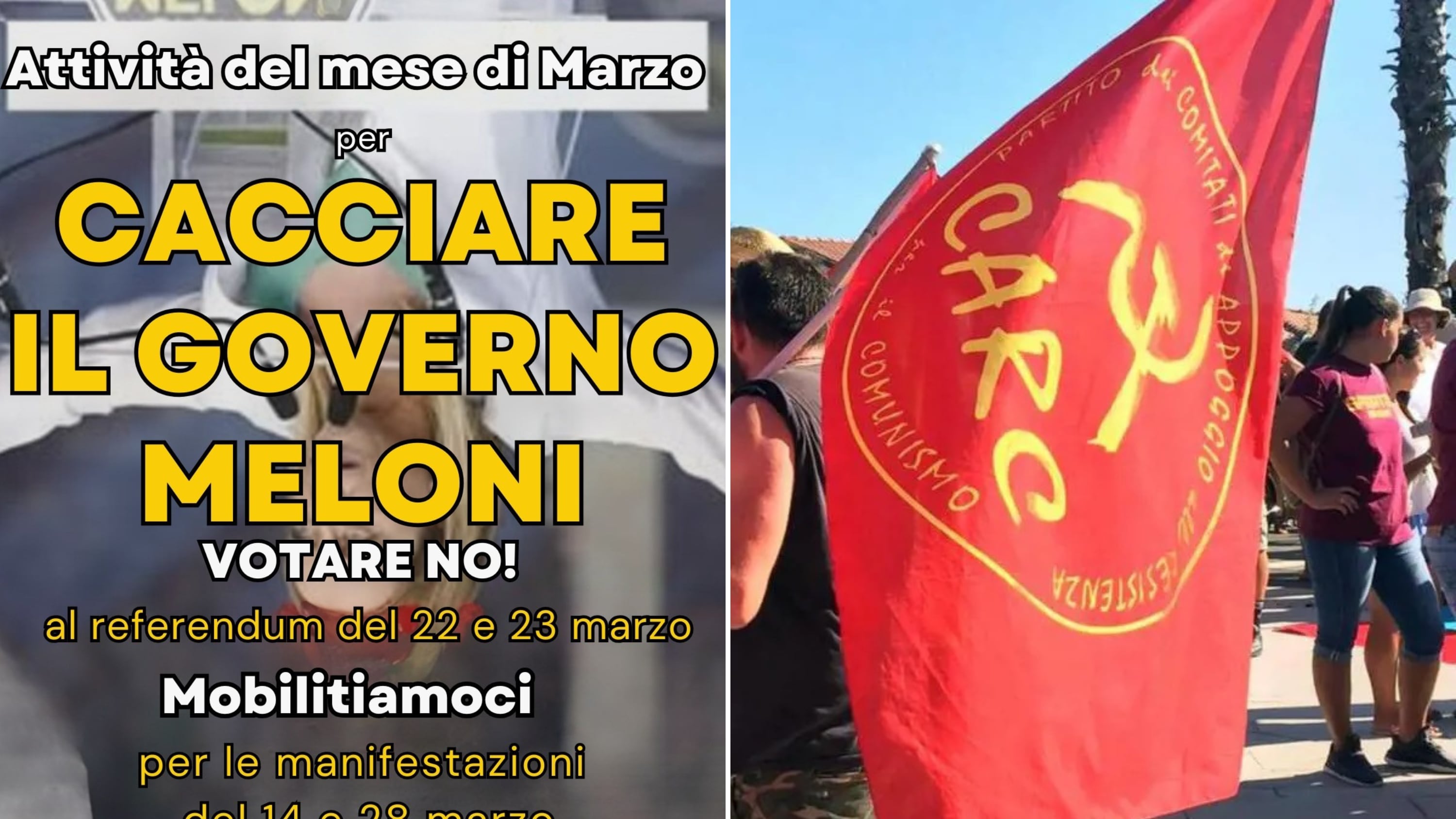 La violenza choc dei Carc accolti alla Camera dal M5S: Meloni a testa in giù per dire No al referendum