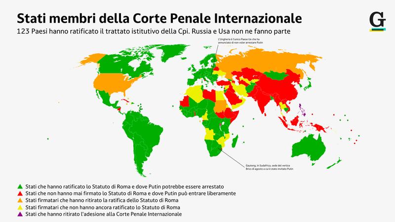 Mappa che mostra quali Stati hanno ratificato lo Statuto della Corte Penale. Elaborazione grafica di Gianluca Lo Nostro.