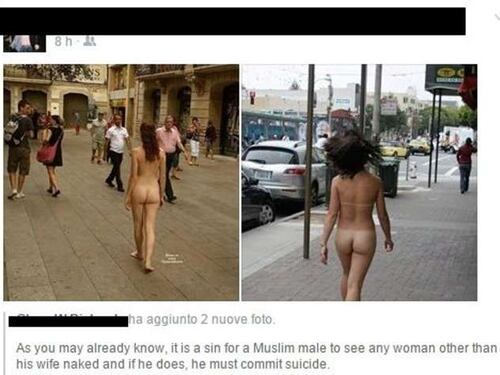Folle idea sulla rete: "Donne nude in strada per uccidere gli islamici"