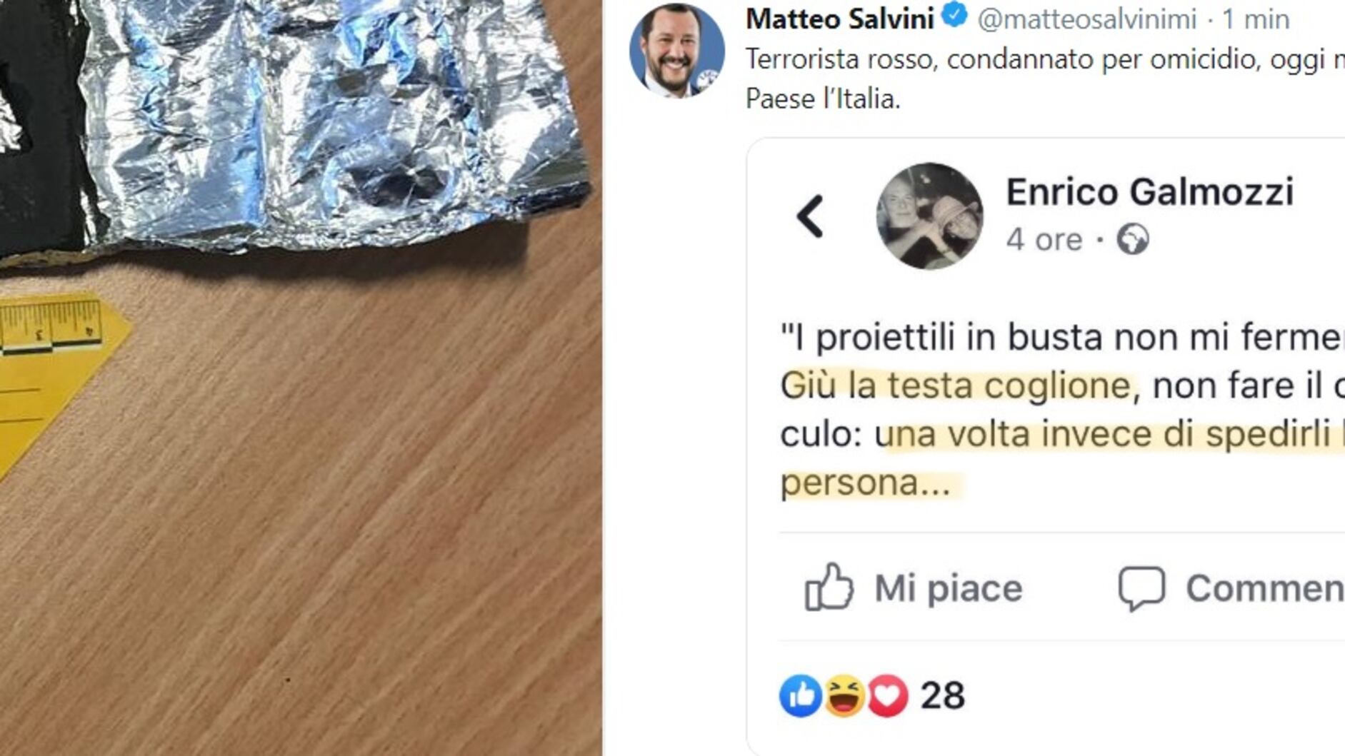 L'ex terrorista rosso a Salvini: "I proiettili? Meglio se portati di persona"