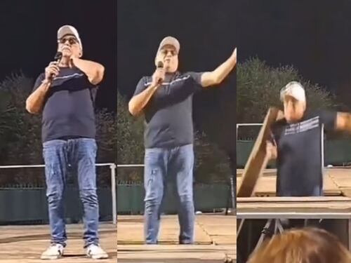 Incidente per il cantante napoletano Gigione: il palco cede e lui sprofonda