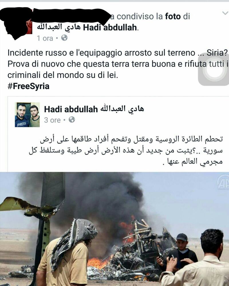 Quei fan italiani dei ribelli siriani che festeggiano la morte dei piloti russi 8