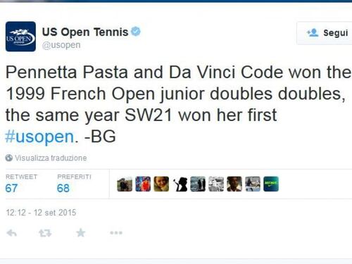 Pennetta Pasta e Da Vinci Code, l'ironico cinguettio
