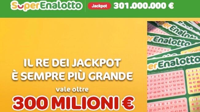 SuperEnalotto, jackpot record: 301 milioni di euro