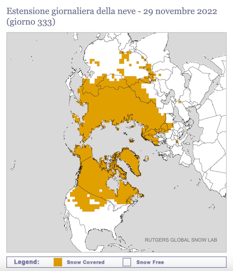 presenza della neve emisfero nord