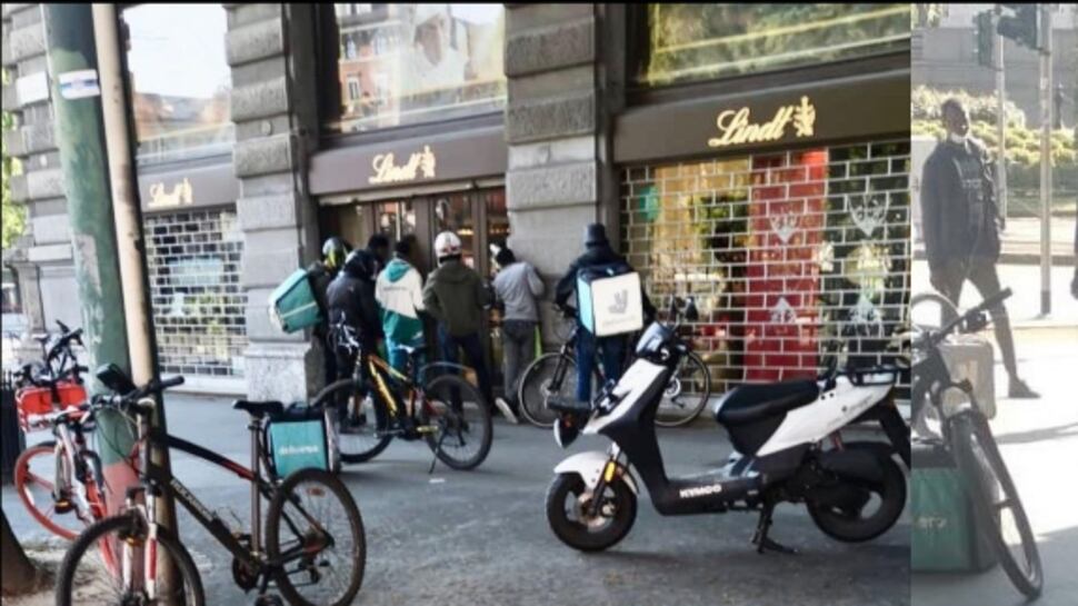 I riders della consegne a casa? Ammassati e senza mascherine