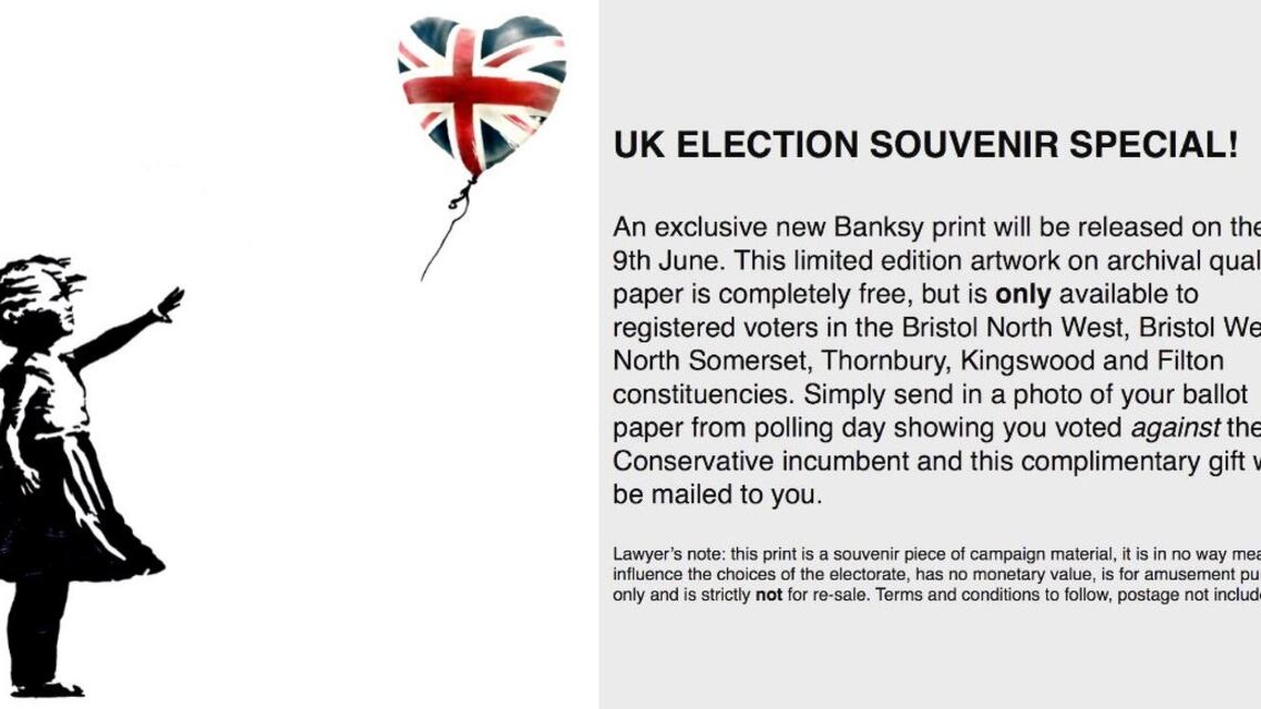 L'ultima provocazione di Banksy: un'opera gratis a chi vota contro i Tories