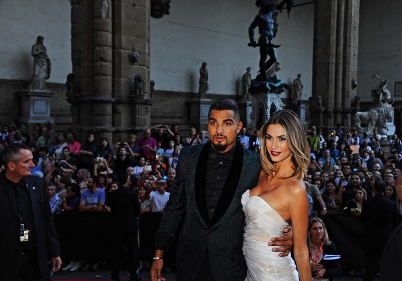 Kevin Prince Boateng e Melissa Satta al Celebrity Fight Night a Palazzo Vecchio a Firenze, settembre 2015