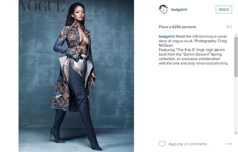 Rihanna, scollatura da copertina su Vogue per Manolo Blahnik: foto 4